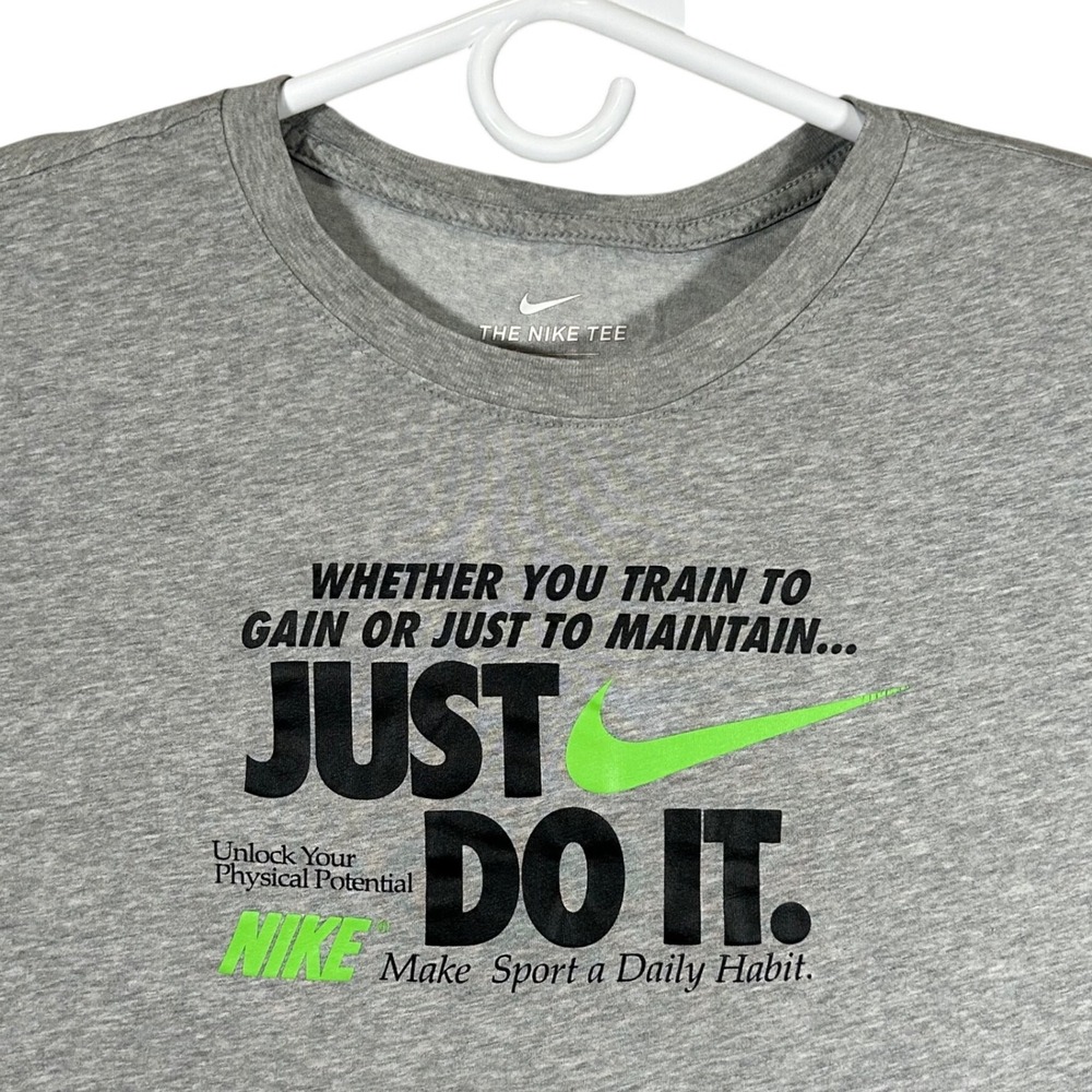 Nike Mens Dri-FIT Just Do It Graphic Training T-Shirt Gray Size Large